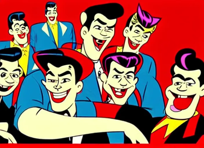 Image similar to rockabilly band 1950s, 8K, hanna barbera