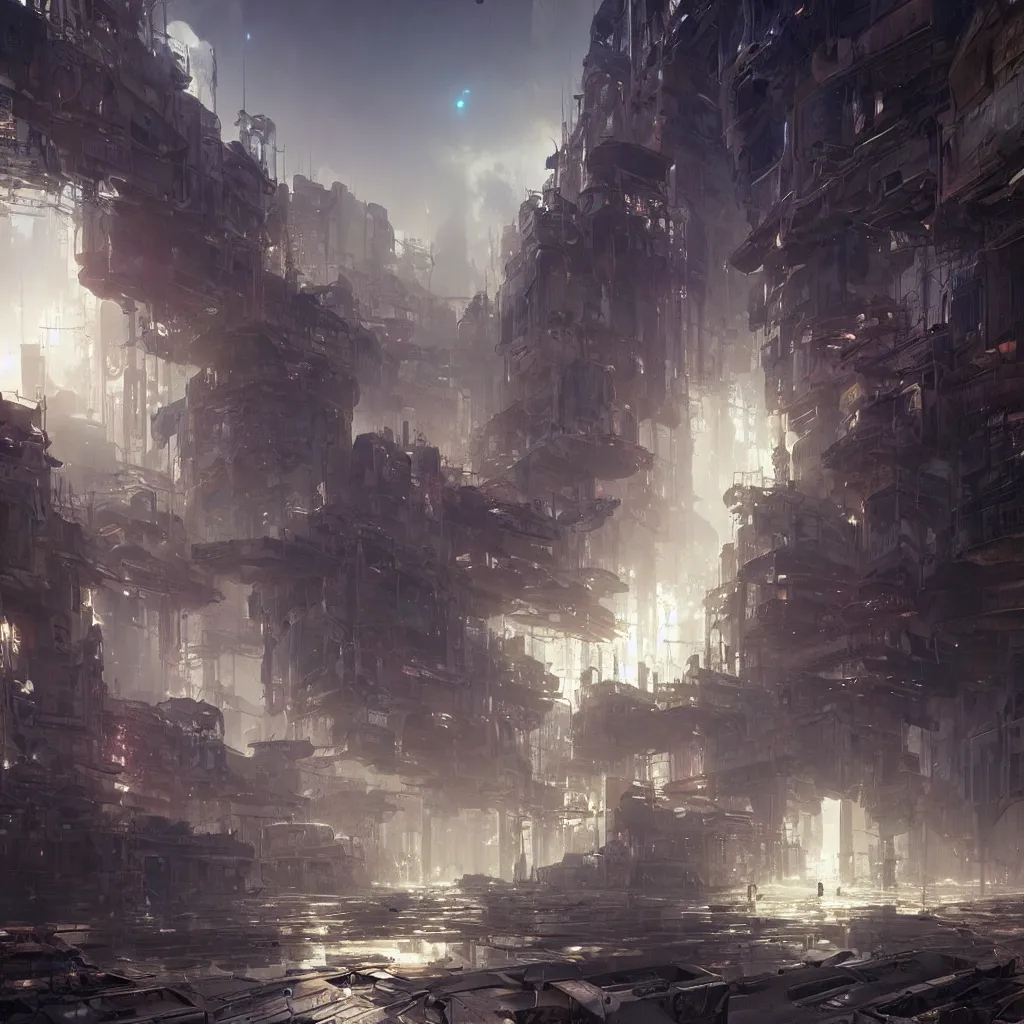 Image similar to an abandoned city soft lighting, sun light rays, wadim kashin, stephan martiniere,