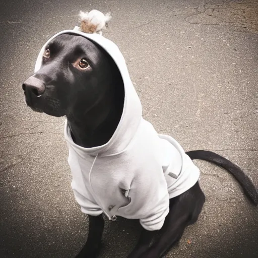 Image similar to dog with a hoodie