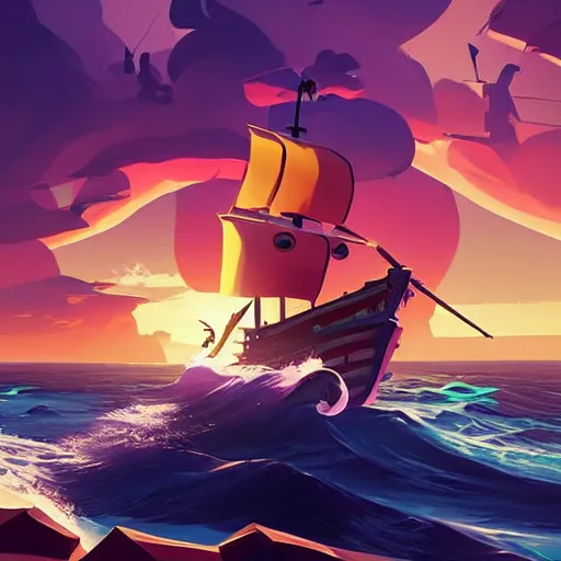 Image similar to painting treasure on sea of thieves game smooth median photoshop filter cutout vector, behance hd by jesper ejsing, by rhads, makoto shinkai and lois van baarle, ilya kuvshinov, rossdraws global illumination