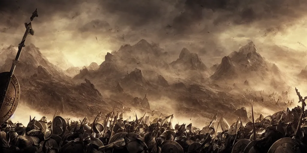 Prompt: an epic viking battle scene, concept art, realistic, detailed, epic scenery, blood