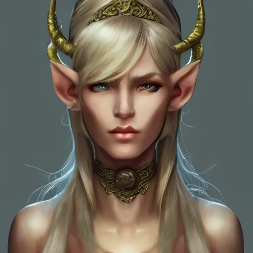 Image similar to high fantasy, portrait of blond elf woman, detailed face, detailed body, chef clothing, kitchen knife, ultradetailed digital illustration, epic atmosphere, artstation