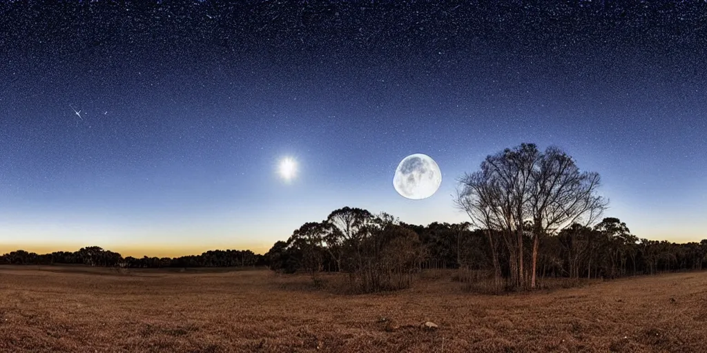 Prompt: skybox clear winter sky with puffy clouds, stars, moon, exr, hdri, polyhaven