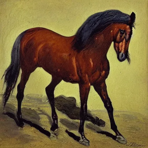 Prompt: a painting of a horse by Georges Ribemont-Dessaignes