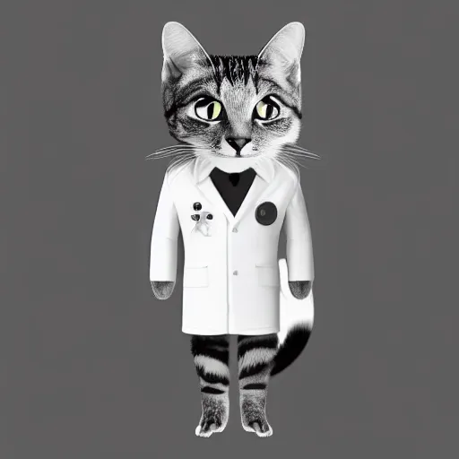 a humanoid cat wearing a scientist white coat, digital, Stable Diffusion