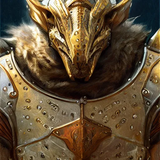 Prompt: dragon animal as a realistic fantasy knight, closeup portrait art by donato giancola and greg rutkowski, digital art, trending on artstation, symmetry!!