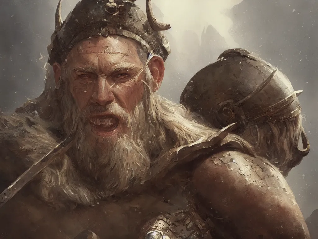 Prompt: detailed painting of a viking, by greg rutkowski, digital art, realistic painting, dnd, character design, trending on artstation