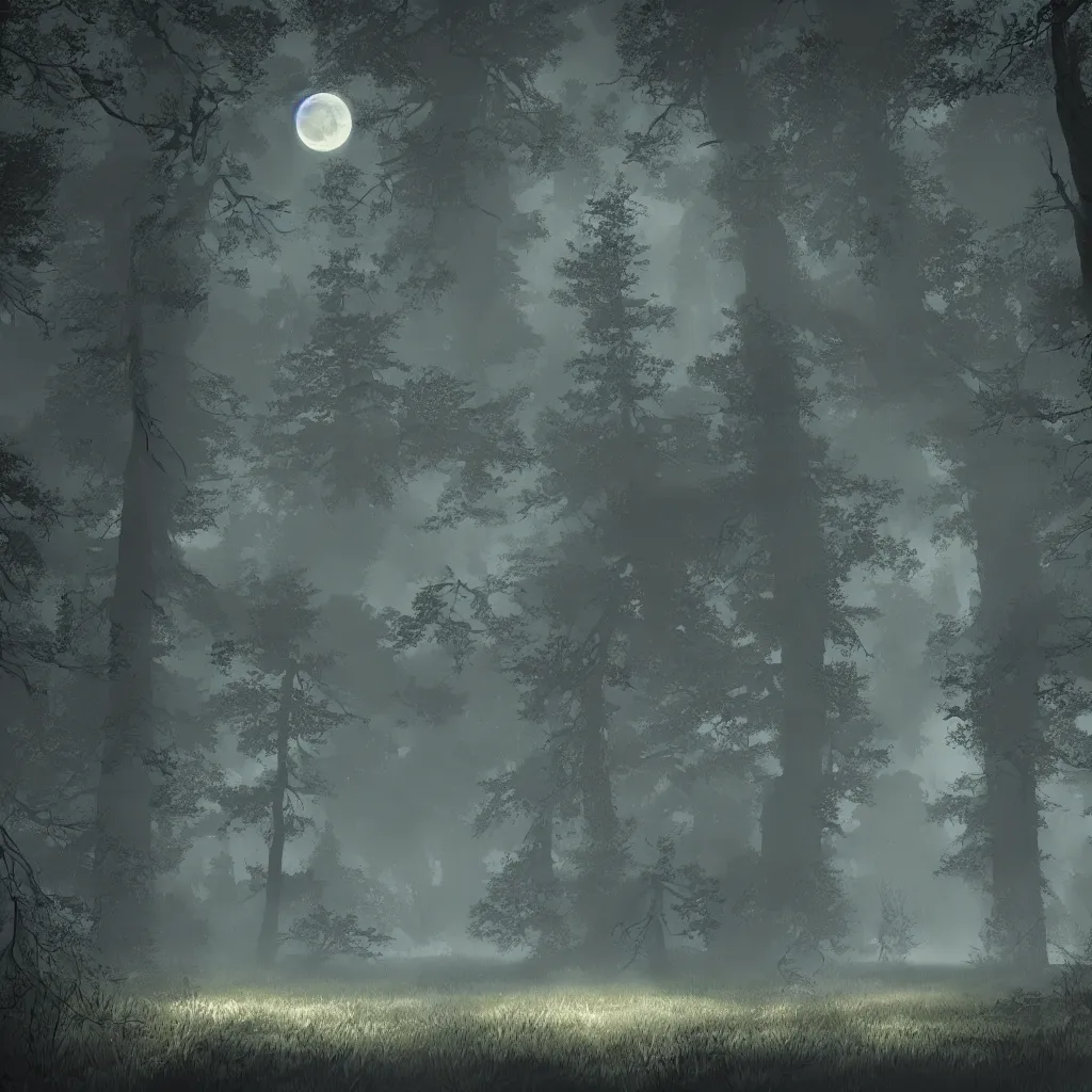 Image similar to a moonlit clearing in the woods, ttrpg gridless map, beautiful, 8 k, high quality digital art