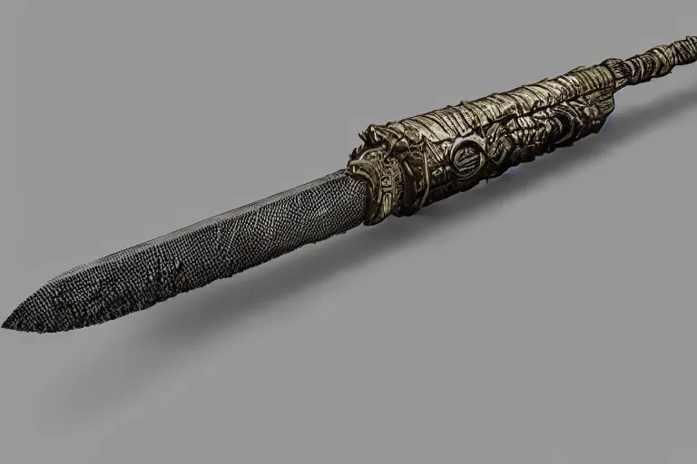 Prompt: haunted saber sword, one object, closetup, artstation, intricate