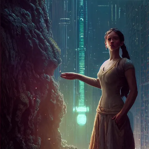 Image similar to altered carbon, highly detailed portrait young jennifer connelly, peasant girl stephen bliss, unreal engine, fantasy art by greg rutkowski, loish, rhads, ferdinand knab, makoto shinkai and lois van baarle, ilya kuvshinov, rossdraws, tom bagshaw, global illumination, radiant light, detailed and intricate environment