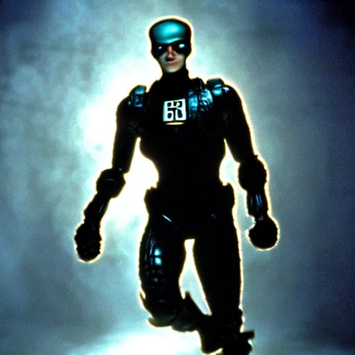 Image similar to thing from fantastic four as a soldier, still from the movie universal soldier, fog, dramatic lighting