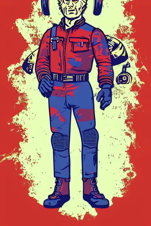 Image similar to fallout 7 6 retro futurist illustration art by butcher billy, sticker, colorful, illustration, highly detailed, simple, smooth and clean vector curves, no jagged lines, vector art, smooth andy warhol style