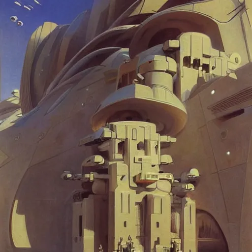 Prompt: dreamy landscape. science fiction. cinematic sci - fi scene. symmetry. accurate anatomy. science fiction theme. brutalism. intricate detail. epic. intimidating. retrofuturism. art by john singer sargent - akira toriyama - joaquin sorolla - ralph mcquarrie