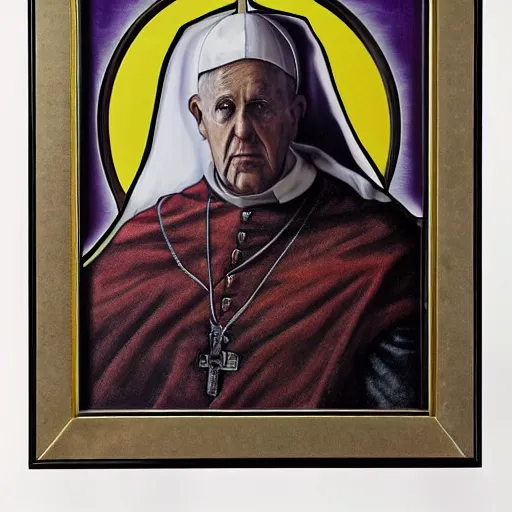 Image similar to pope thanos, portrait photo, realistic, highly detailed