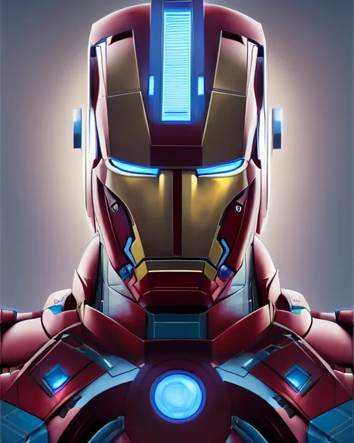 Image similar to symmetry!! portrait of a transformers robot acting as ironman, intricate, elegant, highly detailed, digital painting, artstation, concept art, smooth, sharp focus, illustration, art by artgerm and greg rutkowski and alphonse mucha, 8 k