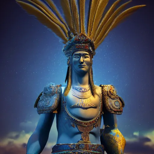 Prompt: turkic god of sky, tengri, cinematic lighting, render quality 8 k, detailed