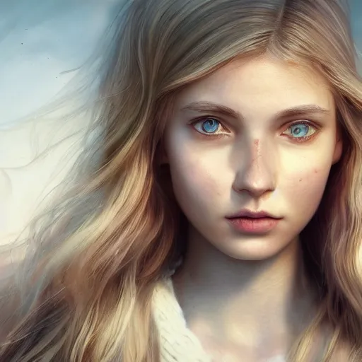 Image similar to beautiful scandinavian female and an xbox one s are best friends, symmetrical face, stunning eyes, long blonde hair, weta disney pixar, hi - fructose, decadent highly - detailed digital painting, golden ratio, octane render, artstation, cinematic composition, smooth, sharp focus, artgerm, mucha, loish, wlop hdr