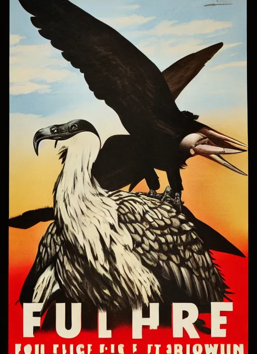 Prompt: vulture look in 1940s propaganda poster, full hd