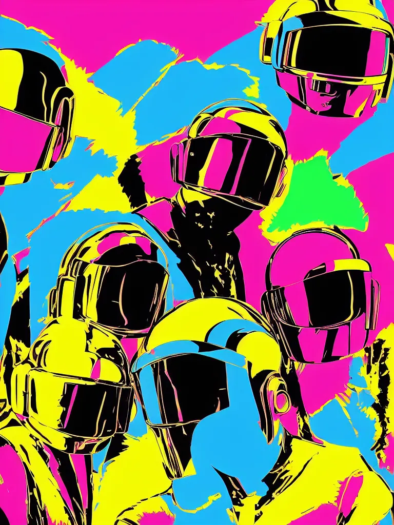 Prompt: Daft Punk abstract minimal art, inspired by Andy Warhol