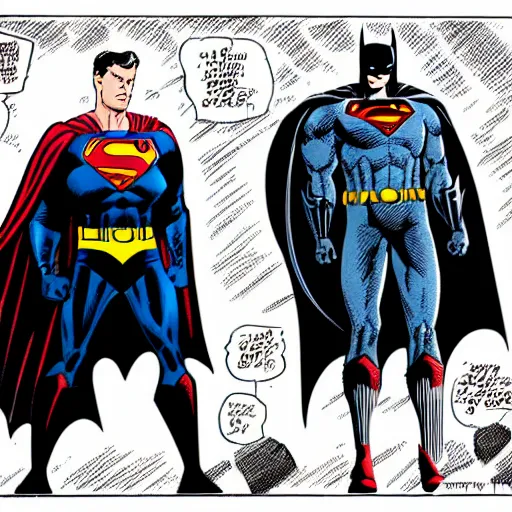 Prompt: batman with superman, by ty templeton, comic book art