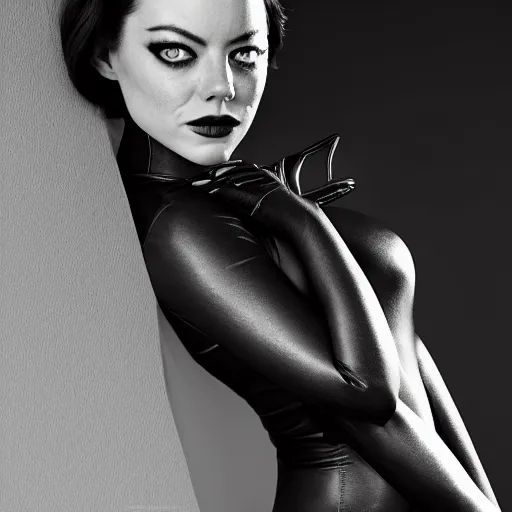 Image similar to Emma Stone as Catwoman, promo material, XF IQ4, 150MP, 50mm, F1.4, ISO 200, 1/160s, natural light, Adobe Photoshop, Adobe Lightroom, Photolab, Affinity Photo, PhotoDirector 365