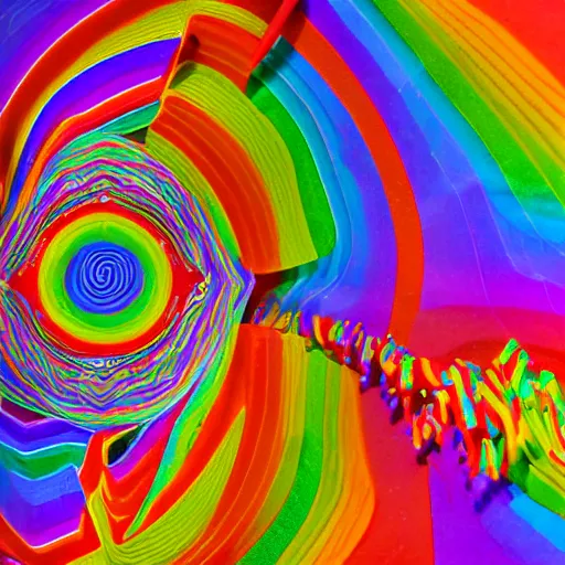 Prompt: Psychedelic rainbow utopia made out of candy