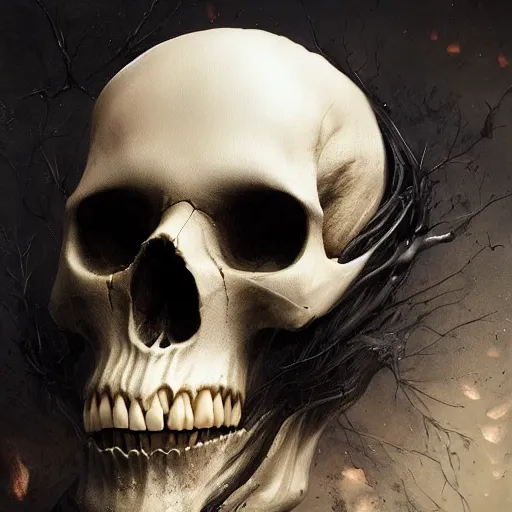 Image similar to A beautifully aesthetic rendering of a vampires skull, dark art, warm and soft and subdued colors, by Greg Rutkowski, Daarken, Julia Hetta, stefan gesell, Gothic art, Digital Painting, hyperrealism, Drawing, deviantart, digital illustration, trending on Artstation, hyperdetailed, watercolor, 8k resolution, photorealism