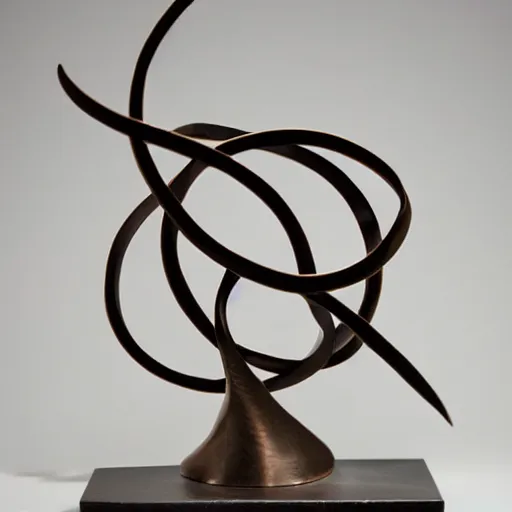 Image similar to minimalist abstract bronze and obsidian sculpture of a flame