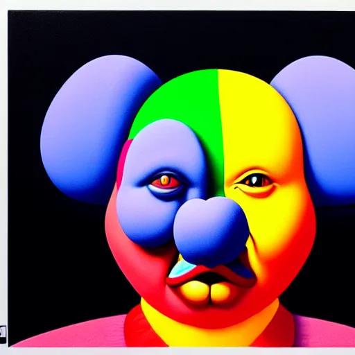 Image similar to sad clown by shusei nagaoka, kaws, david rudnick, airbrush on canvas, pastell colours, cell shaded, 8 k