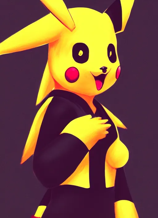 Prompt: a portrait of a girlfriend in pikachu costume, grim - lighting, high - contrast, intricate, elegant, highly detailed, digital painting, artstation, concept art, smooth, sharp focus, illustration