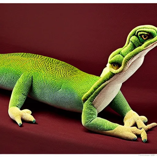 Image similar to plush langford's basilisk, art by national geographic, nature show