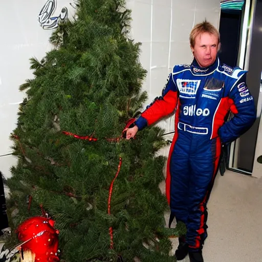 Image similar to Petter Solberg after he crashed into the christmas tree