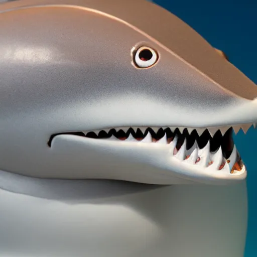 Image similar to high detail close up of anthropomorphic shark