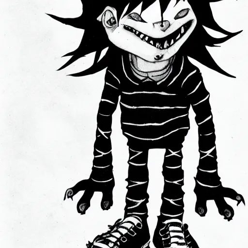 Image similar to cute emo goblin skaterboy, deviantart