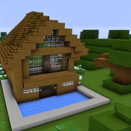 Prompt: building a house in Minecraft