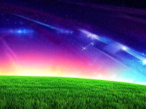 Prompt: windows xp wallpaper, retrowave style, starry sky, 4 k