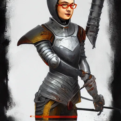 Prompt: gordon freeman as an attractive young smiling woman dressed as a knight, hd shot, digital portrait, beautiful, fantasy art, artstation, comic style, by artgerm, guy denning, jakub rozalski, magali villeneuve and charlie bowater