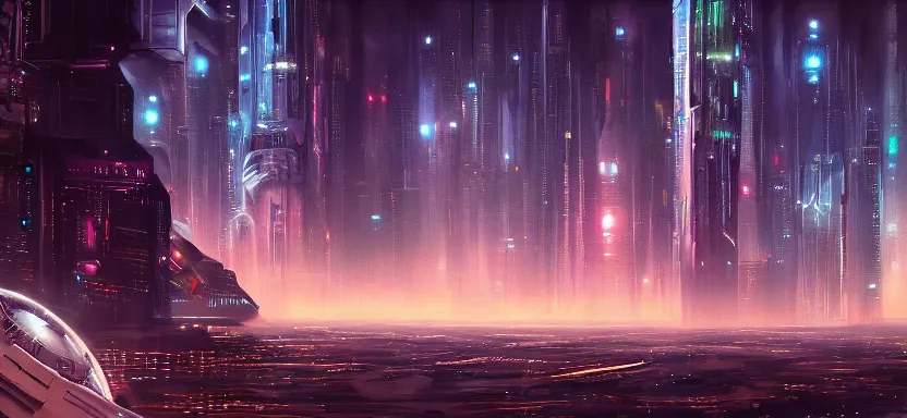 Image similar to beautiful masterpiece painting of a futuristic city in space, cyberpunk, by juan ortiz 8k,