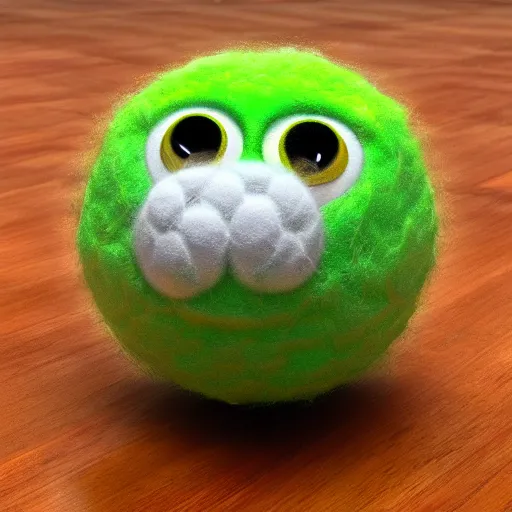 Image similar to photorealistic award winning photography tennis ball monster