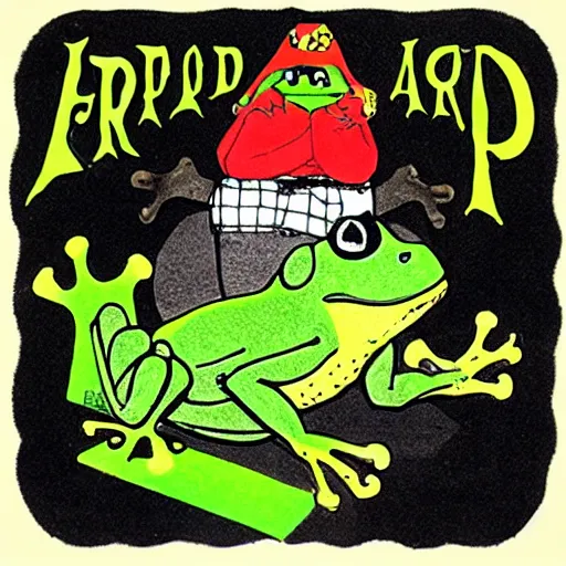 Prompt: frog and toad play metallica songs by arnold lobel