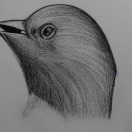 Image similar to bird with bodybuilder arms, pencil drawing,