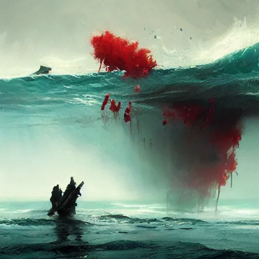 Prompt: ocean of blood, oil painting, by greg rutkowski