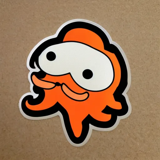 Image similar to sticker of a cute orange squid with a moustache