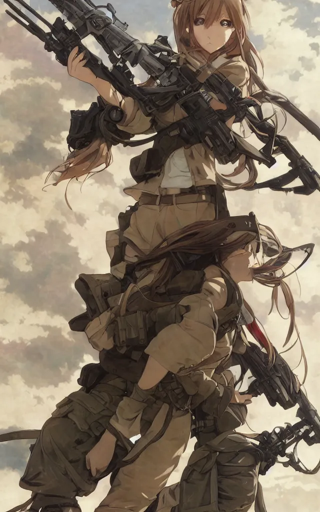 Prompt: on going battle, infantry girl, anime style, long hair, hair down, symmetrical facial features, explosions, from girls frontline, hyper realistic, pale skin, rule of thirds, extreme detail, realistic lighting, detailed drawing, trending artstation, hd, d & d, trading card, by alphonse mucha, greg rutkowski, sharp focus, backlit