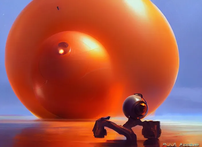 Prompt: a floating orange orb with a giant music speaker embedded in it, sound waves, sonic waves, elegant, digital painting, concept art, smooth, sharp focus, illustration, from StarCraft by Ruan Jia and Mandy Jurgens and Artgerm and William-Adolphe Bouguerea