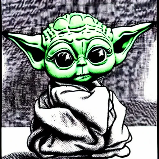 Image similar to baby yoda by Junji ito