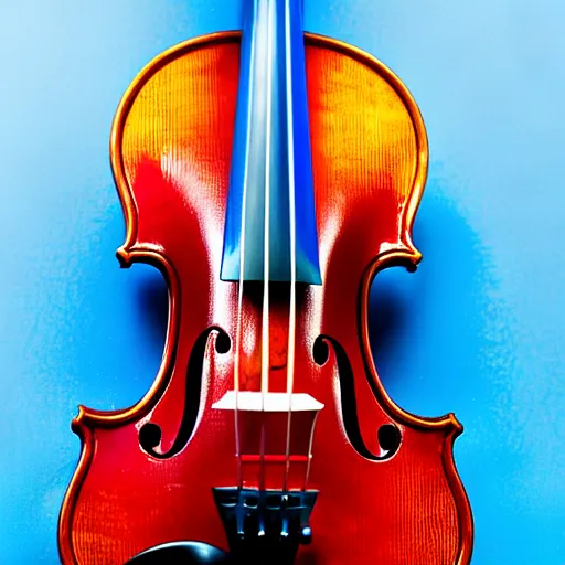 Prompt: a stock photo of a violin, product photography, blue background, low aperature, award winning