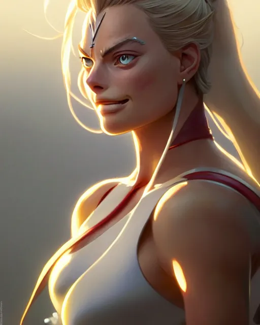 Prompt: azctec warrior, margot robbie, detailed perfect face, exquisite details, fire magic, mid view, design on a white background, by studio muti, greg rutkowski makoto shinkai takashi takeuchi studio ghibli