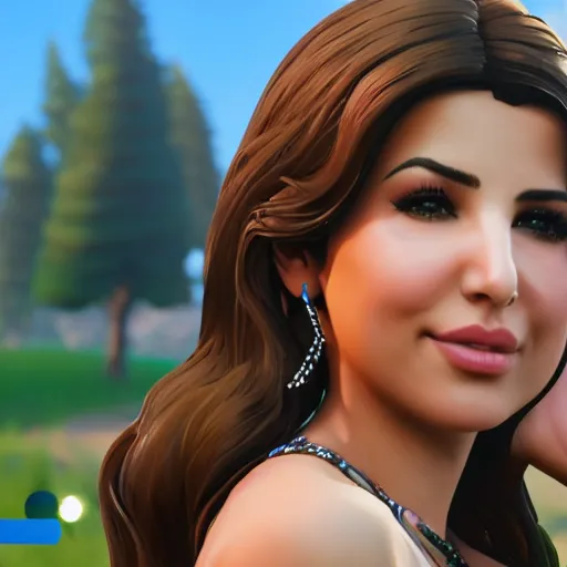 Image similar to a detailed portrait of nancy ajram in fortnite, unreal engine 5 rendered, incredibly highly detailed and realistic, 8 k, sharp focus, studio quality
