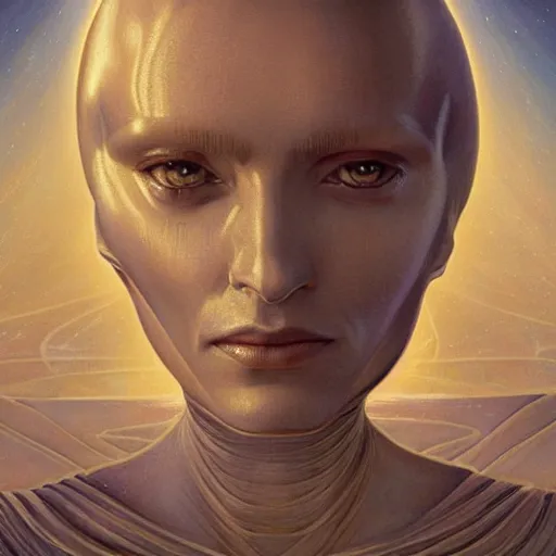 Prompt: sci - fi portrait of bene gesserit order sister by jean delville and rutkowski, intricate, hyperealistic, photoreal, 8 k resolution, highly detailed, proffesional illustration, high contrast, ambient occlusion